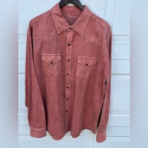 Men's Ryan Michael Linen Silk Cotton Western Snap Button down shirt Long Sleeve